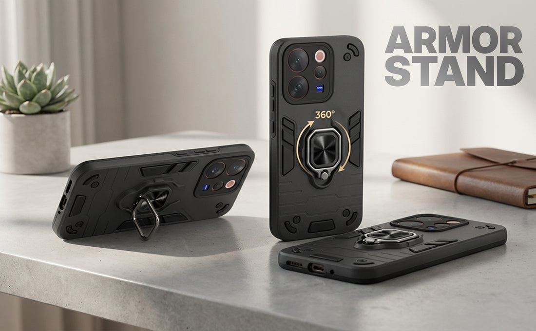 Dual Layer Shockproof Case with 360° Rotatable Ring Grip Stand