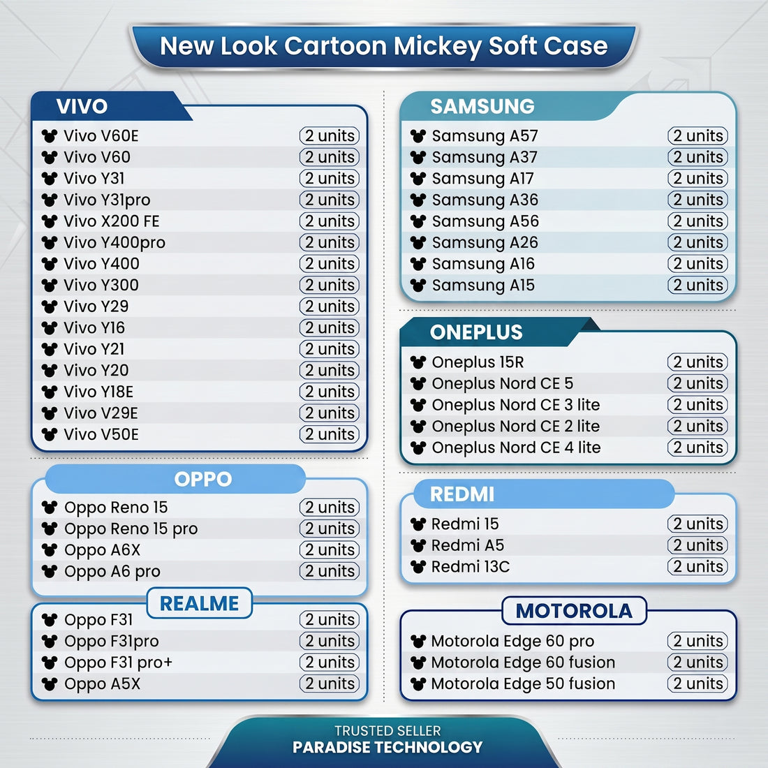 New Look Cartoon Mickey Soft Case (AVAILABLE IN LOT 98 UNITS)