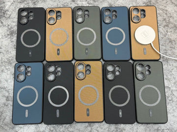 Checks Hard Leather Mag-safe Case